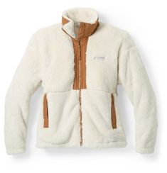 Columbia Boundless Discovery Full-Zip II Jacket - Women's | REI Co-op Cozy Fleece Jacket With Zipper For Cold Weather, Cozy Fleece Jacket With Zipper Closure For Cold Weather, Cozy Sherpa Fleece Jacket For Cold Weather, Cold Weather Sherpa Outerwear With Zipper Closure, Sherpa Outerwear With Zipper Closure For Cold Weather, White Zip Fly Outerwear For Winter, Winter White Sherpa Outerwear With Fleece Lining, Fall Midweight Fleece-lined Outerwear, Midweight Fleece-lined Outerwear For Fall