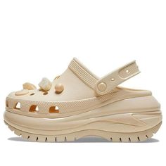 (WMNS) Crocs Mega Crush Shell and Pealrs Clogs 'Beige' 209287 Croc Aesthetic, Mega Crush Crocs, Crush Crocs, Crocs Mega Crush, Crocs Aesthetic, Shells And Pearls, Jimmy Buffet, Swag Shoes, Mocha