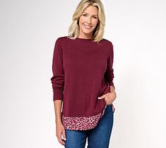 Spice up your cold-weather wardrobe with this mixed media, multilayer sweater -- perfect for staying cozy and cute with a personal flair. From the Joan Rivers Classics Collection®. Fall Layering Knit Tops, Knit Tops For Layering In Winter, Knit Sweater For Layering, Joan Rivers, Puff Sleeve Blouse, Sweater Fashion, Spice Up, Multi Layering, Cold Weather