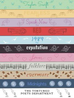 the four different types of ribbons are shown in this image, each with their own name and