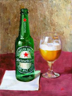 600 $US · Painting, Oil  by Artsmileball (Russie). Buy the original (40x30 cm) 600 $US, including shipping (Russie) via #Artmajeur.  #Painting #Oil #Figurative #ArtworkCatStillLife #Beverage #Bottle #Beer #Glass #StillLife Beer Bottle Painting, Beer Bottle Drawing, Alcohol Paintings, Wine Paintings, Pantone Challenge, Beer Artwork, Beer Drawing, Alcohol Painting