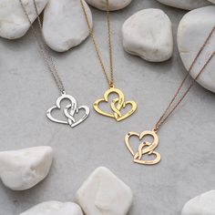 ♥ Intertwined Heart Necklace ♥ H O W ∙ T O ∙ O R D E R 1- Select your preferred Finish from the menu. 2- Choose your necklace length. 3- Write the Names with corresponding Birthstones you want on your necklace. PRODUCT ∙ DETAILS * Heart Dimension is 22.50 mm by 21.50mm * Chain sizes range from 14-22 inches * Font name: Script Mt Bold * Maximum 3 Names, 10 Letters Max Each W H Y ∙ CHOOSE ∙ THIS ∙ GLAMORISTIC ∙ NECKLACE? * Designed with unique and delicate style * Meticulously crafted with your ch Friendship Necklace With Heart Pendant And Charm, Friendship Necklace With Heart Pendant, Heart-shaped Friendship Necklaces With Adjustable Chain, Heart-shaped Friendship Necklace With Adjustable Chain, Friendship Heart Necklace With Adjustable Chain, Heart-shaped Adjustable Chain Necklace For Friendship, Engraved Pendant Necklaces For Friendship, Valentine's Day Necklace With Heart Charm For Friendship, Engraved Pendant Necklace For Friendship