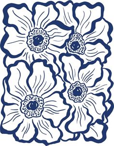 Navy Floral Linocut I Poster Print - Elizabeth Medley-VARPDX16829AA Image 1 Floral Linocut Prints, Navy Blue Prints, Navy Blue Posters, Floral Linocut, Navy Blue Print, Shirt Graphics, Blue Poster, Print Ideas, Sketchbook Ideas