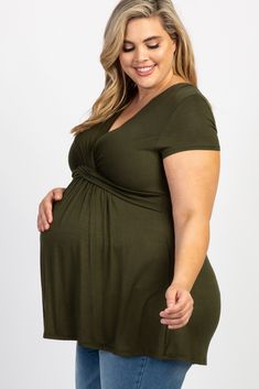 Olive Draped Front Plus Maternity/Nursing Top Fantasy Adventurer Outfit, Plus Size Maternity Clothes, Athleisure Dress, Nursing Top, Matching Sets Outfit, Mom Stuff, Nursing Tops, Nursing Dress, Maternity Nursing