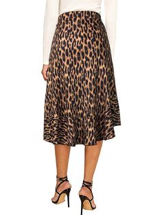 Material: The quality is very lightweight and well touching. super comfortable. pretty irresistible to twirl in. you can't miss such a charming skirt in your wardrobe. Features: This simple classic leopard printed skirt. will never out of date. and it is easy to match all kinds of tops and t-shirts. Occasions: You can wear this midi skirt for work. shopping. beach. party. vacation. dating. wedding. everyday and formal wear. Size Chart: Fitted Long Skirt In Leopard Print, Leopard Print Long Skirt For Spring, Long Leopard Print Skirt For Spring, Leopard Print Flowy Long Skirt, Casual Leopard Print Midi Skirt, Casual Leopard Print Skirt For Fall, Flowy Long Leopard Print Skirt, Long Flowy Leopard Print Skirt, Casual Leopard Print Midi Skirt Bottoms