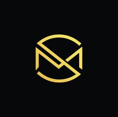 a black and gold logo with the letter n in it's center, on a dark background