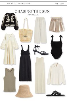 Neutral Beach Outfits, Dubai Lookbook, French Inspired Fashion, Holiday Capsule Wardrobe, Spring Summer Capsule Wardrobe, Tie Swimsuit, Summer Capsule, Summer Capsule Wardrobe, Beach Outfits