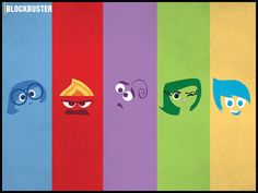 four different colored cartoon faces with eyes and nose shapes in the same color palettes