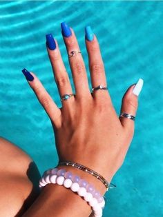 Nails After Acrylics, Solid Color Nails, Blue Acrylic Nails, Smink Inspiration, Simple Acrylic Nails, Blue Nail