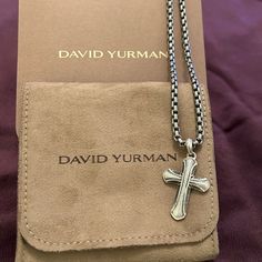 Authentic David Yurman 925 Silver 20” Necklace And Authentic David Yurman 925 Silver Cross. Both Pieces Are Stamped (See Photos) Comes With A Dy Jewelry Pouch And Box. Both Pieces Sold Together. Mens Cross Necklace, Mens Crosses, Mens Accessories Jewelry, 925 Silver Jewelry, Silver Cross, David Yurman, Jewelry Pouch, Cross Pendant, Cross Necklace