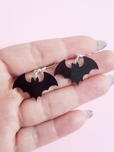 Customizable Bat Earrings ♡ Size: 1.25" x 0.75" ♡ Example color is in Black ♡ All jewelry is made with hypoallergenic stainless steel, so it's 100% safe for anyone with metal allergies♡ These earrings are the perfect statement piece for anyone to wear, and a beautiful gift to give friends and family.♡ Each pair of earring is individually wrapped and securely shipped.The earrings cannot be exchanged, returned, or refunded, but if there is a problem with your order, please contact me and I would b Bat Earrings, Allergies, Statement Pieces, Color Options, Bat, Stainless Steel, 10 Things, Gifts, Color