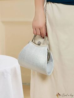 BirdinBag - Silver Pleated Box Bag with Funky Top Handle - Perfect for Parties Elegant Portable Satchel For Evening, Formal Silver Shoulder Bag With Top Handle, Elegant Portable Clutch Satchel, Elegant Portable Satchel Box Bag, Elegant Portable Satchel Shoulder Bag, Silver Satchel With Detachable Handle For Party, Silver Party Satchel With Detachable Strap, Silver Satchel With Detachable Strap For Party, Silver Shoulder Bag Satchel For Parties