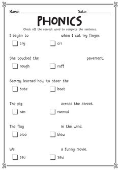 the worksheet for phonics