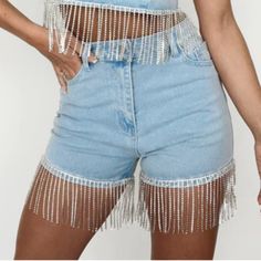 Blueb Rhinestone Rhapsody Denim Shorts Size S Condition: No Tags, Never Worn. 85% Cotton 13% Viscose 2% Spandex Hand Wash Cold Medium Wash Summer Bottoms For Night Out, Medium Wash Bottoms For Summer Night Out, Rhinestone Cutoff Bottoms For Summer, Denim Bottoms With Rhinestones For Night Out, Fitted Bottoms With Rhinestone Fringe For Summer, Stretch Denim Jean Shorts For Night Out, Rhinestone Fringe Denim Jean Shorts For Spring, Summer Short Jeans With Rhinestone Fringe, Fitted Summer Bottoms With Rhinestone Fringe