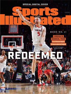 the cover of sports illustrated magazine with a basketball player jumping up in the air to dunk