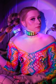 Expand your glow-filled wardrobe with the LED Choker Necklace. This colorful accessory features bright LED lights that respond to music, flashing and glittering to the beat of your favorite songs. Adjustable around your neck, this choker sits comfortably, and the battery pack fits comfortably on your back, so you hardly notice it's there. This quality-crafted sound-reactive LED Choker Necklace is a must for night concerts, festivals, and rave parties. It has bright, colorful lights that glitter Multicolor Rave Jewelry For Party, Rave Multicolor Choker For Festivals, Rave Style Multicolor Choker, Constellation Earrings, Colorful Lights, Everything Stays, Rave Party, Necklace Extender, Colorful Accessories