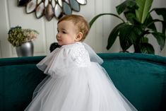 "This beautiful classic long christening gown is the perfect dress to make your christening day extra special. Inspired by authentic vintage style, the intricate white lace design makes this dress a luxurious option and the ideal heirloom gown. The Entire outfit is handmade. The inside of the dress is lined smoothly so no seam or stitch will irritate the baby girl You may also order accessories to these dresses. Christening shoes,bonnet,headband, bib, baptism blanket. If you have any doubts, ple Elegant Tulle Baptism Dress For Ceremony, Baptism Tulle Ball Gown, Elegant Tulle Baptism Dress For Wedding, White Tulle Baptism Dress For Ceremony, White Elegant Baptism Dress For Church, Elegant White Ball Gown For First Communion, White Ball Gown For Baptism, Elegant First Communion Ball Gown, White Tulle Gown For Baptism