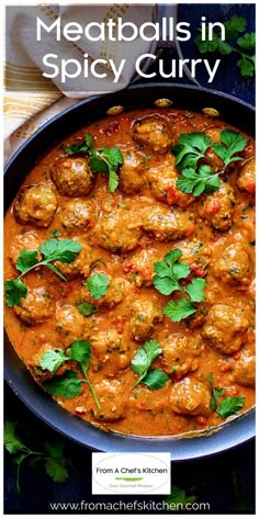 meatballs in spicy curry with cilantro and parsley