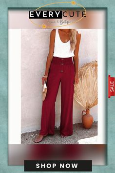 Women's Fashion Culottes Wide Leg Pants Day Out Pants With Elastic Waistband, High-waisted Pants For Summer Day Out, Non-stretch Wide Leg Pants For Summer, High Waist Pants For Summer Day Out, High Waist Pants With Elastic Waistband For Day Out, Summer Day Out High-waisted Pants, Summer Day Out Casual Pants, Wide Leg Bottoms For Fall Day Out, Wide Leg Bottoms For Day Out In Fall