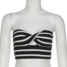 Mqtime Strapless Knitted Tube Tops Women Striped Hollow Out Summer Autumn Cute Crop Tops Sleeveless Backless Sexy Y2k Tank Tops Y2k Stretch Strapless Tube Top, Y2k Stretch Sleeveless Tube Top, Black Strapless Y2k Top, Spring Sleeveless Tube Top With Built-in Bra, Fitted Striped Strapless Top, Y2k Tank, Y2k Tank Top, Long Sleeve Knit Dress, Summer Crop Tops