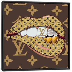 a louis vuitton lipstick with gold and white decorations on it