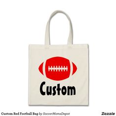 a tote bag with an image of a football on it and the words custom