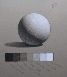 a pencil drawing of an object with different colors on it's surface, including one ball and the other half