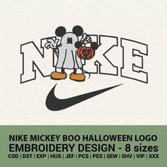 mickey boo halloween logo embroidery design - 8 sizes for the disney mouse applique