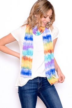 Beautiful Oblong Scarf with fun, colorful multicolor print. Easy to wear - add a little bit of brightness to your wardrobe - wear it multiple ways. Pair it as a scarf with solid color tops or wear as a shawl cover up with a sleeveless dress. Perfect item to take from spring into summer. *92% polyester, 8% spandex (soft mesh texture and has some stretch to it) Made in USA Casual Multicolor One-size Infinity Scarf, Casual Multicolor One Size Infinity Scarf, Bohemian Multicolor Scarf For Vacation, Bohemian Multicolor Scarves For Vacation, Multicolor Bohemian Scarves For Vacation, Multicolor Bohemian Scarf For Vacation, Casual Multicolor Scarves, Trendy Multicolor One-size Top, Vibrant Multicolor Scarves