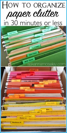 how to organize paper clutter in 30 minutes or less with these easy tips and instructions