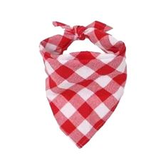 a red and white checkered bandana