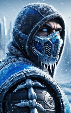 an image of a man wearing a mask in the snow