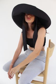 Beklina Voluminoso Tie Hat Black Luxury Black Casual Sun Hat, Playful Black Summer Hat, Luxury Black Beach Hat, Playful Black Beach Hat, Adjustable Black 5-panel Sun Hat, Windy Weather, Large Hats, Hair Sale, Modern Vibe