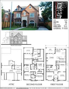 two story house plans with an attached garage and second level living room in the middle