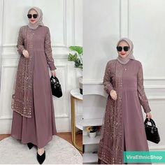 Material: Ceruty Mix Brukat Dress only product (without veil) All sizes fit M - XXL Bust: +- 110 cm Length: +- 138 cm Size tolerance 1-2cm Please leave your PHONE NUMBER in the "note to seller" at checkout for SHIPPING PURPOSE Brukat Dress, Dress Brokat Modern, Sabrina Dress, Model Gamis, Islamic Dress, Muslim Dress, Women Formals, Trend Fashion, Muslim Women