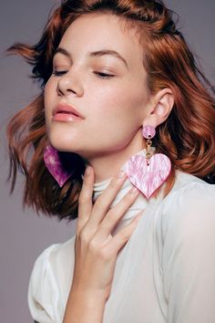 These heart pendant earrings are a level of chic flirty that even we weren't sure we could achieve. But here we are, living for every minute of it. 3.75" Acrylic, gold plated Made in Brooklyn, NY 💝 Pink Heart Earrings, Pendant Earrings, Heart Earrings, Pink Heart, Heart Pendant, Drop Earrings, Pendant, Pink, Gold