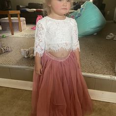 Lilac Purple Tulle Two Piece Skirt White Lace Flower Girl | Etsy Sequins Wedding Gown, Lace Flower Girl Dress, Purple Tulle, Boho Beach Wedding, Flower Girl Dress Lace, Dress Cake, Lace Flower, Skirt White, Dress Boho