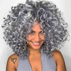 Afro Hair Wigs, Blond Hairs, Curly Wigs For Black Women, Curly Afro Hair, Curly Wig With Bangs, Grey Curly Hair, Beautiful Gray Hair, Gray Hair Growing Out, Short Curly Wigs