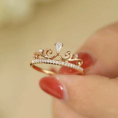 Crown ring / moissanite princess crown ring / solid gold engagement ring / dainty queen ring / yellow gold stacking rings / custom ringSETTING#SKU: Ins093Metal: 18K Gold(Available Also in 9k/10k/14k/18k/platinum)Ring Size: Any SizesMAIN STONEType: MoissaniteShape: Pear CutColor: D-EClarity: VVSCut: ExcellentADDITIONAL STONESStone Type: MoissaniteShape: RoundColor: D-EClarity: VVSCut: ExcellentThis engagement ring is delicate and with nice presence on the finger.Item will be sent in an elegant je Crown Rings, Hollow Crown, Crown Engagement Ring, Cute Promise Rings, Rings For Women Gold, Crown Ring Princess, Ring Party Jewelry, Queen Rings, Engagement Rings Couple