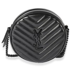 the saint laurent round bag in black leather