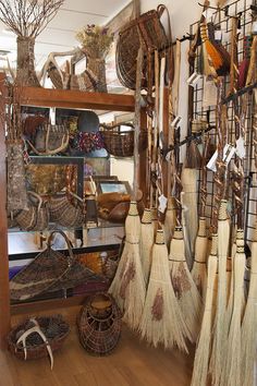 Organic Artist Tree Handcrafted Brooms in Blue Ridge, GA Broom Display Ideas, Witch Cupboard, Witch Store, Magic Broom, Blue Ridge Georgia