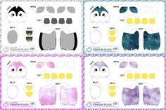 paper doll templates with different shapes and sizes for the dolls'head, nose, eyes