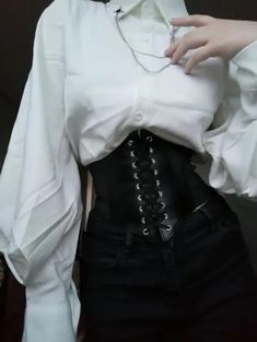 Poet Blouse Aesthetic, Theater Outfits Aesthetic, Edgy Character Art, Casual Suit Aesthetic, Modern Outfits With Corsets, Victorian Alt Fashion, Andreas Fashion Galaxy, Crossett Outfit, Which Core Outfits