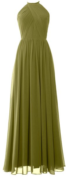 This charming floor length dress features a halter O-neckline. A knee length luxe chiffon skirt adds the perfect touch of elegance Silhouette: A Line Neckline: Halter Waist: Natural Hemline/Train: Floor Length Sleeve Length: Sleeveless Embellishments: Pleated Back Details: Open Back, Zipper Fully Lined: Yes Built-In Bra: Yes Boning: Yes Fabric: Chiffon Model: 160648 Elegant Maxi Skirt For Bridesmaid, Formal Long Chiffon Dress, Elegant Chiffon Bridesmaid Dress With Flowy Skirt, Elegant Chiffon Bridesmaid Dress, Flowy, Flowy Chiffon Bridesmaid Dress, Flowy Floor-length Bridesmaid Dress, Elegant Formal Chiffon Maxi Skirt, Elegant Flowy Green Skirt, Elegant Green Flowy Skirt