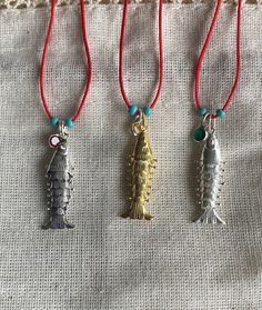 Fish-shaped Charms Necklace Gift, Red Fish-shaped Jewelry Gift, Silver Necklaces With Fish Hook For Gift, Silver Necklace With Fish Hook Clasp Gift, Gold Fish Necklace, Lover Necklace, String Necklace, Fish Jewelry, Fish Necklace