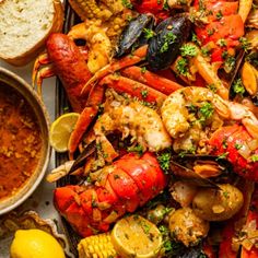 lobsters, mussels and corn on the cob