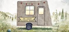 the crazy outdoor mama trailer is painted in watercolor and has an arrow on it