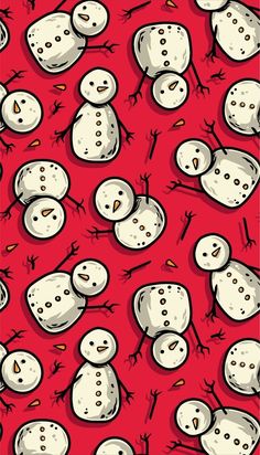 a red background with many snowmen on it