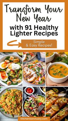 the cover of transform your new year with 9 healthy lighter recipes