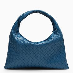 Small Bottega Veneta handbag in Deep pacific-coloured leather, Intrecciato pattern. Model with top handle, tone-on-tone interior and zipped pocket. Luxury Blue Bag With Round Handle, Luxury Blue Bags With Round Handle, Designer Bags With Braided Handles And Top Handle, Designer Bags With Top Handle And Braided Handles, Luxury Hobo Bag With Braided Handles In Satchel Shape, Luxury Handheld Satchel With Braided Handles, Luxury Handheld Hobo Bag With Top Carry Handle, Luxury Bags With Braided Round Handles, Luxury Shoulder Bag With Braided Handles